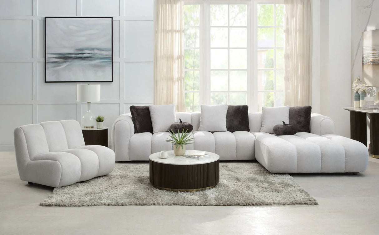 Manilla - Sectional Sofa With Chair - Ivory White - Furniture Home Direct