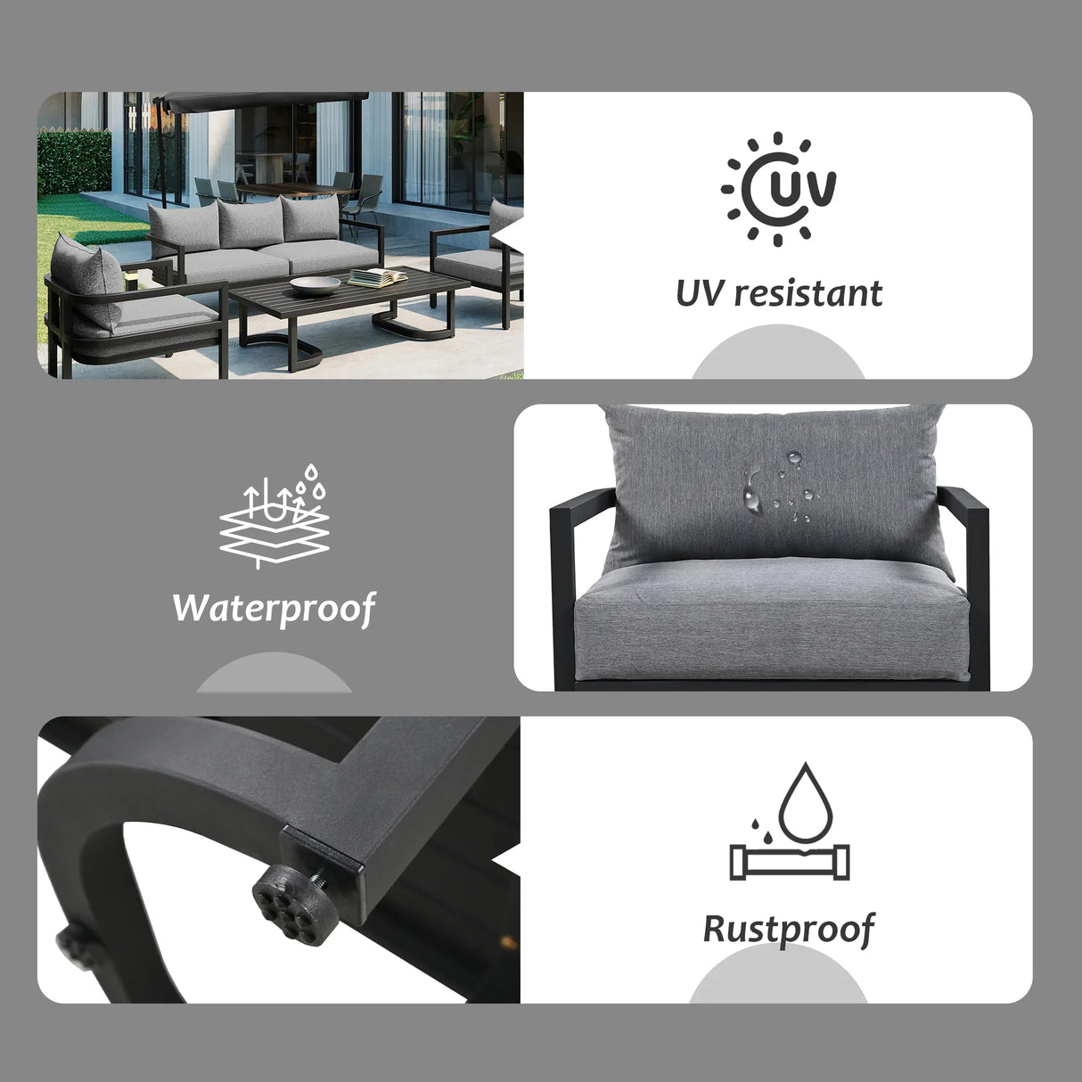 Modern Outdoor Patio Set - Gray - Furniture Home Direct