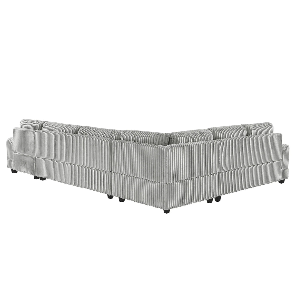 Sectional Sofa Oversized U Shaped Corduroy Fabric Gray - Furniture Home Direct
