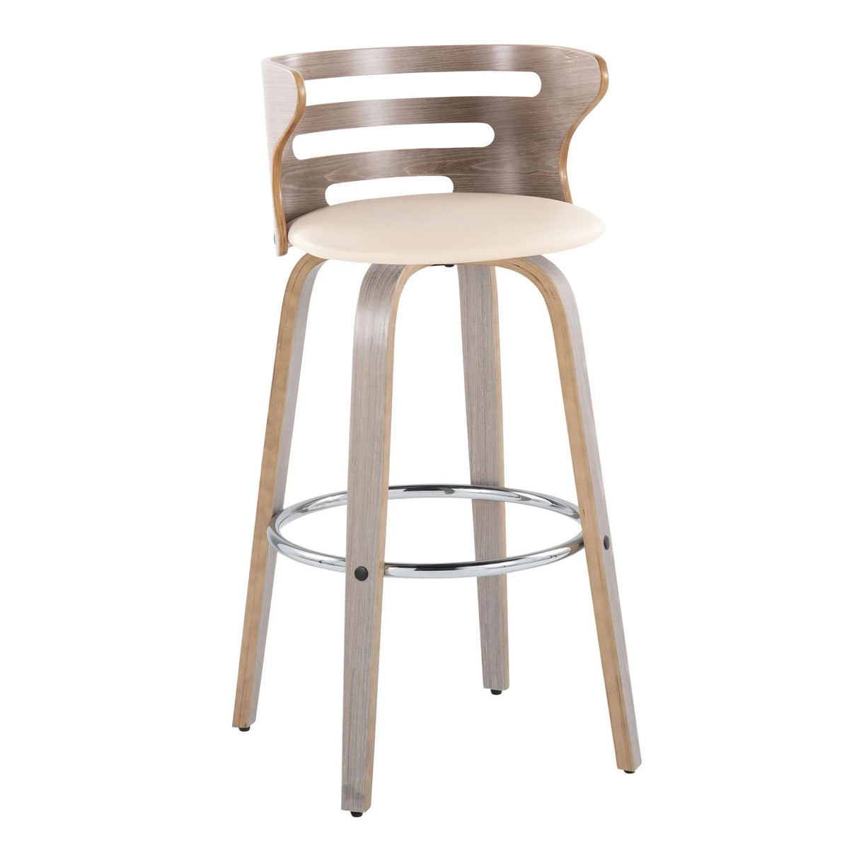 Cosini - Mid Century Modern Fixed Height, Barstool With Swivel With Round Footrest (Set of 2) - Furniture Home Direct
