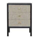 Faux Leather Nightstand, 3 Drawer - Black