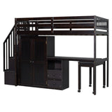 Loft Bed With Stairs, Bookshelf, Drawers, Desk & Wardrobe, Space Saving Multifunctional Furniture - Furniture Home Direct