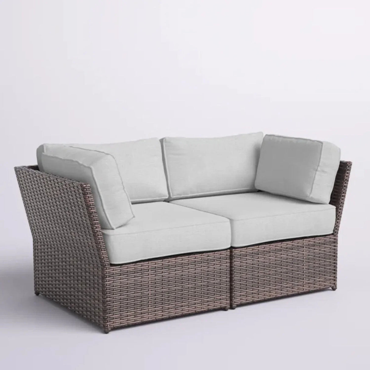 Outdoor Wicker Loveseat With Cushions Patio Seating Wicker - Brown - Furniture Home Direct