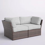 Outdoor Wicker Loveseat With Cushions Patio Seating Wicker - Brown - Furniture Home Direct