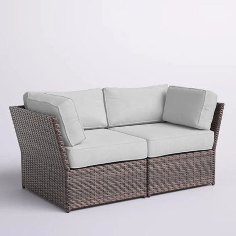 Outdoor Wicker Loveseat With Cushions Patio Seating Wicker - Brown - Furniture Home Direct