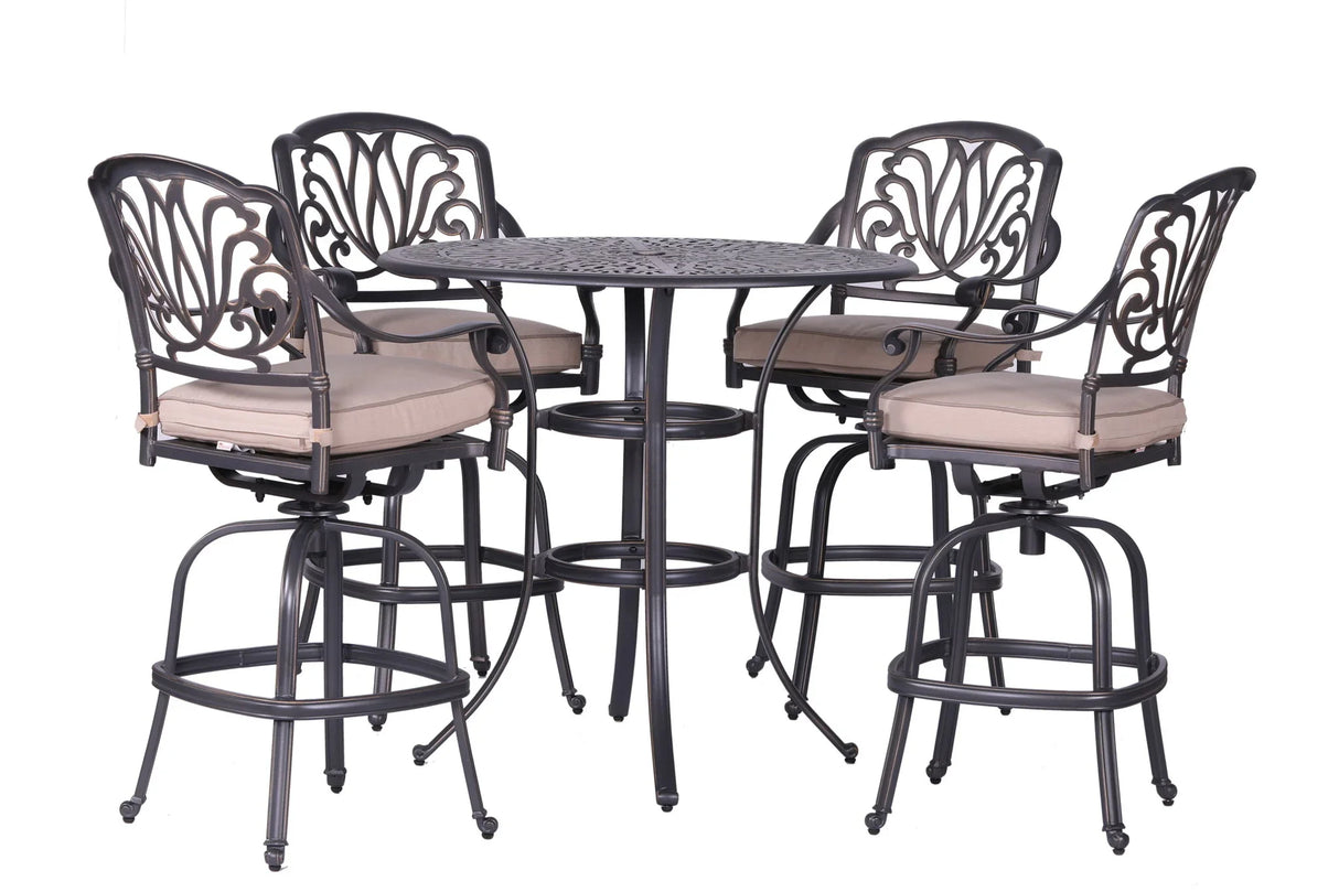Round 42" Long Bar Height Dining Set With Cushions - Furniture Home Direct