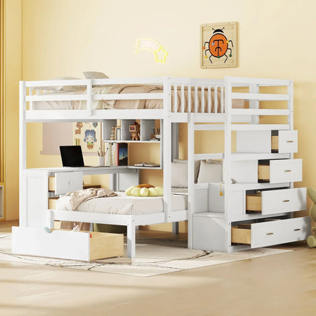 Bunk Bed With Desk, Drawers And Shelves - Furniture Home Direct