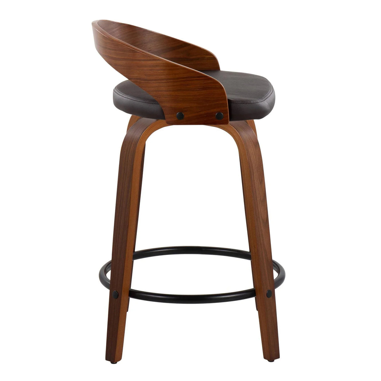 Grotto - Mid-Century Modern Fixed Height Counter Stool & Swivel With Round Footrest (Set of 2) - Furniture Home Direct