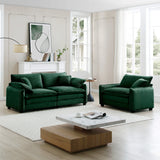 Loveseat and Chair Set - Green Corduroy - Furniture Home Direct