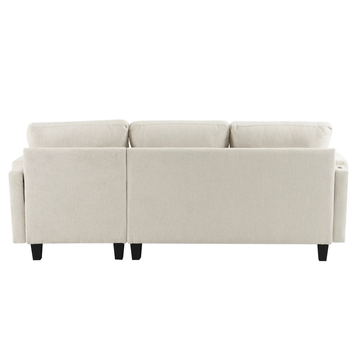 Sleeper Sectional Chenille L Shaped With Chaise Beige - Furniture Home Direct