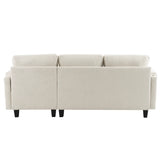 Sleeper Sectional Chenille L Shaped With Chaise Beige - Furniture Home Direct