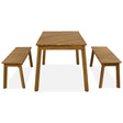 3 Pieces Acacia Wood Table Bench Dining Set For Outdoor & Indoor Furniture With 2 Benches, Picnic Beer Table For Patio, Porch, Garden, Poolside - Natural - Furniture Home Direct