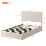 Platform Bed With Hydraulic Storage Upholstered Beige - Furniture Home Direct