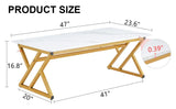 Coffee Table Marble Top Contemporary With Gold Frame White - Furniture Home Direct