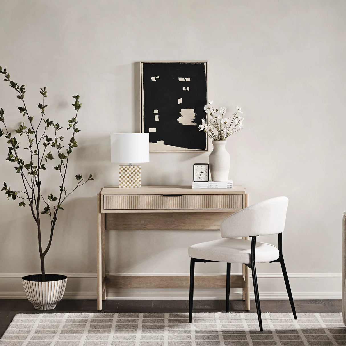 Transitional Reeded Writing Desk With Drawer - Furniture Home Direct