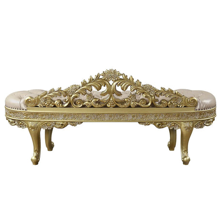 Cabriole - Synthetic Leather Bench - Gold - Furniture Home Direct