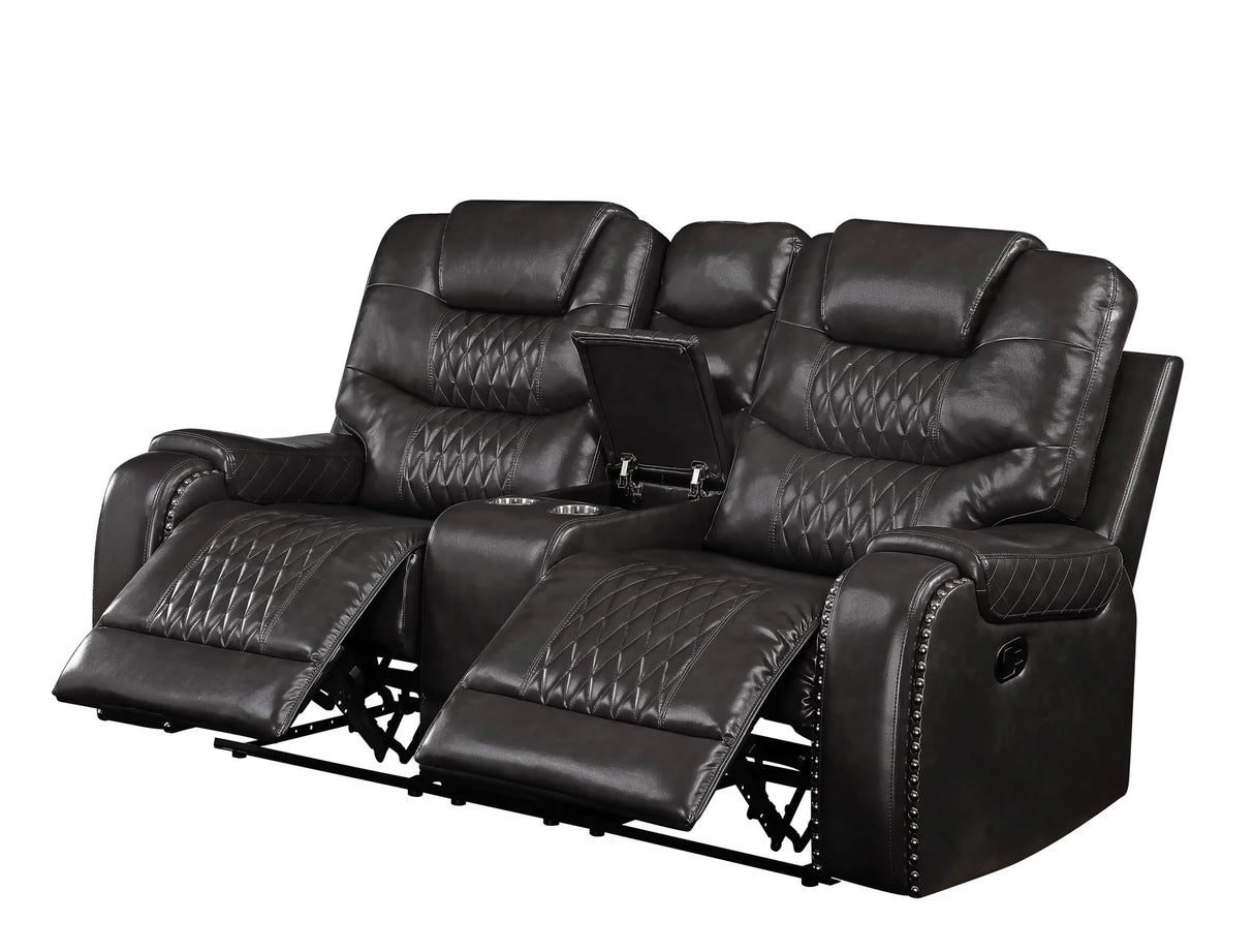 Braylon - Recliner Loveseat With Cupholder Console - Brown - Furniture Home Direct