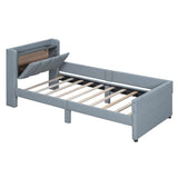 Platform Bed Upholstered Storage Hydraulic Drawers Gray - Furniture Home Direct