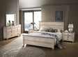 Bedroom Set 5 Piece Queen Bed Distressed Finish White Wash - Furniture Home Direct