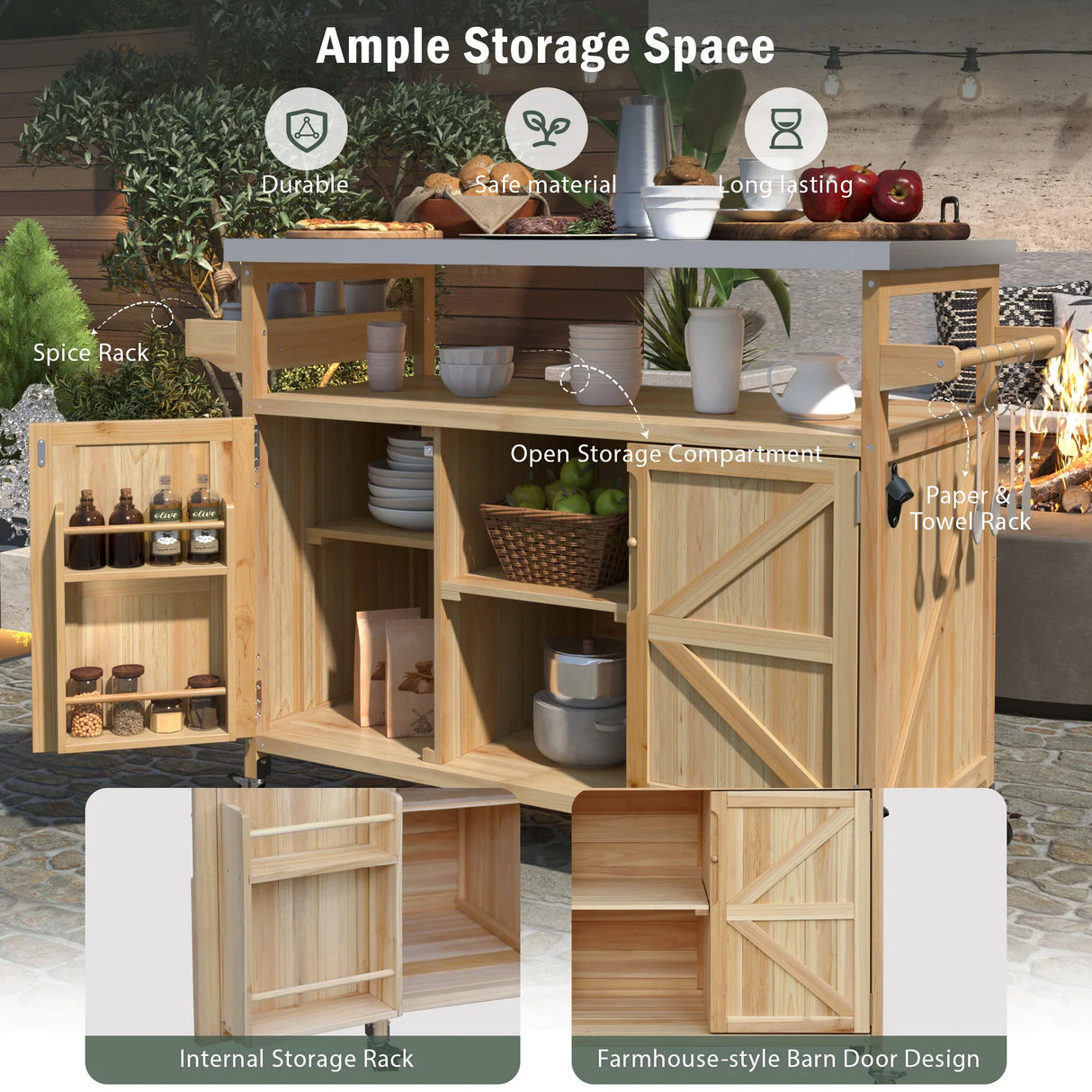 K&K Outdoor Kitchen Island & Storage Cabinet - Furniture Home Direct