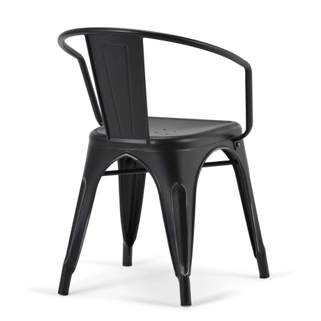 Larkin - Metal Dining Arm Chair (Set of 2) - Distressed Black / Silver - Furniture Home Direct