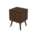 Caroline - Mid-Century Modern Style White Night Stand 2 Drawer - Furniture Home Direct