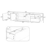 TV Stand High Gloss Console 74 Inch Length Modern Black - Furniture Home Direct