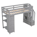 Loft Bed With Storage Drawers And Stairs With Shelves - Furniture Home Direct