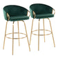 Claire - Contemporary / Glam Fixed Height Bar Stool (Set of 2) Round Footrest (Set of 2) - Furniture Home Direct