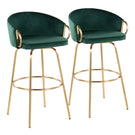 Claire - Contemporary / Glam Fixed Height Bar Stool (Set of 2) Round Footrest (Set of 2) - Furniture Home Direct