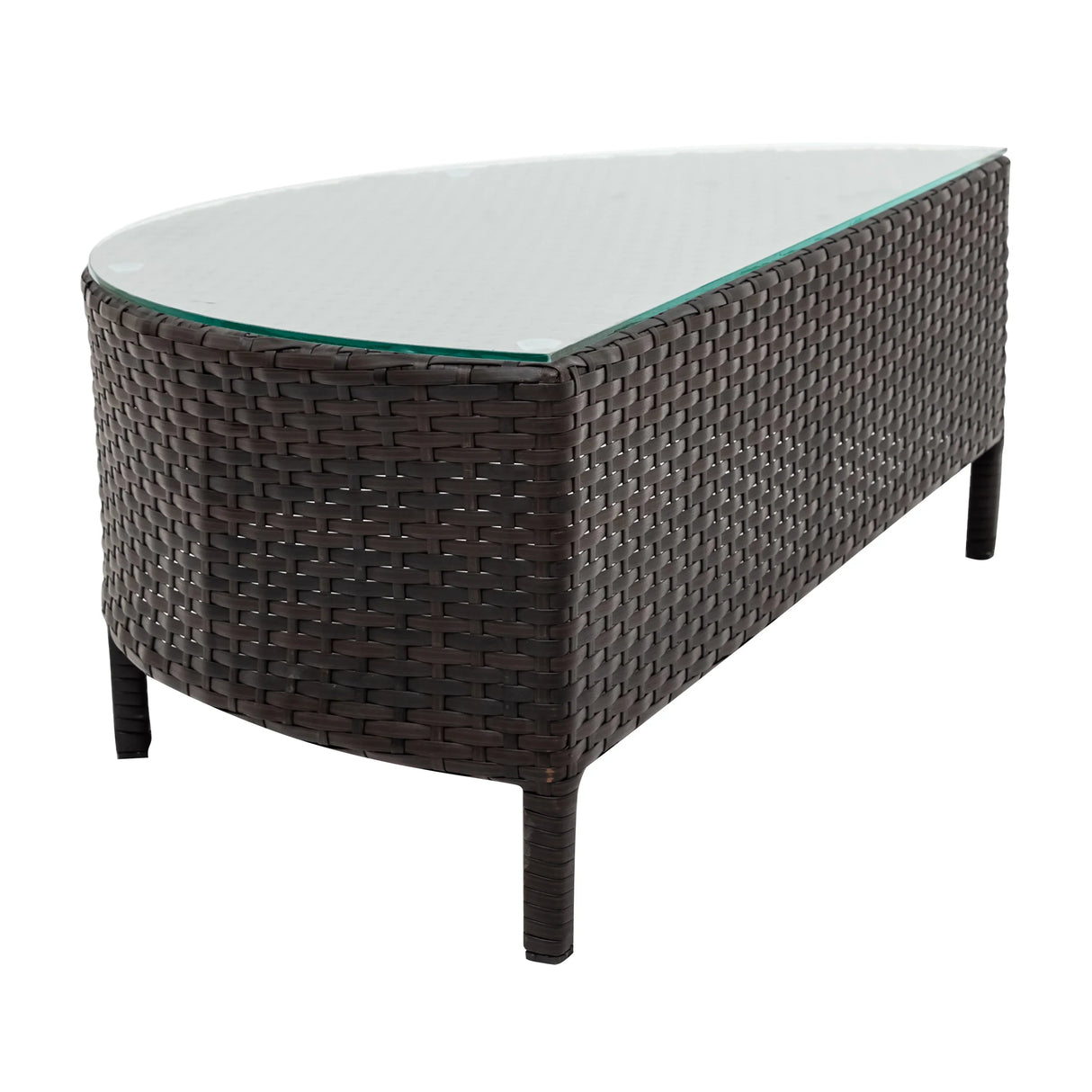 4 Piece Curved Wicker Patio Sectional with Coffee table - Gray - Furniture Home Direct