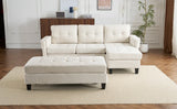 Sleeper Sectional Chenille L Shaped With Chaise Beige - Furniture Home Direct