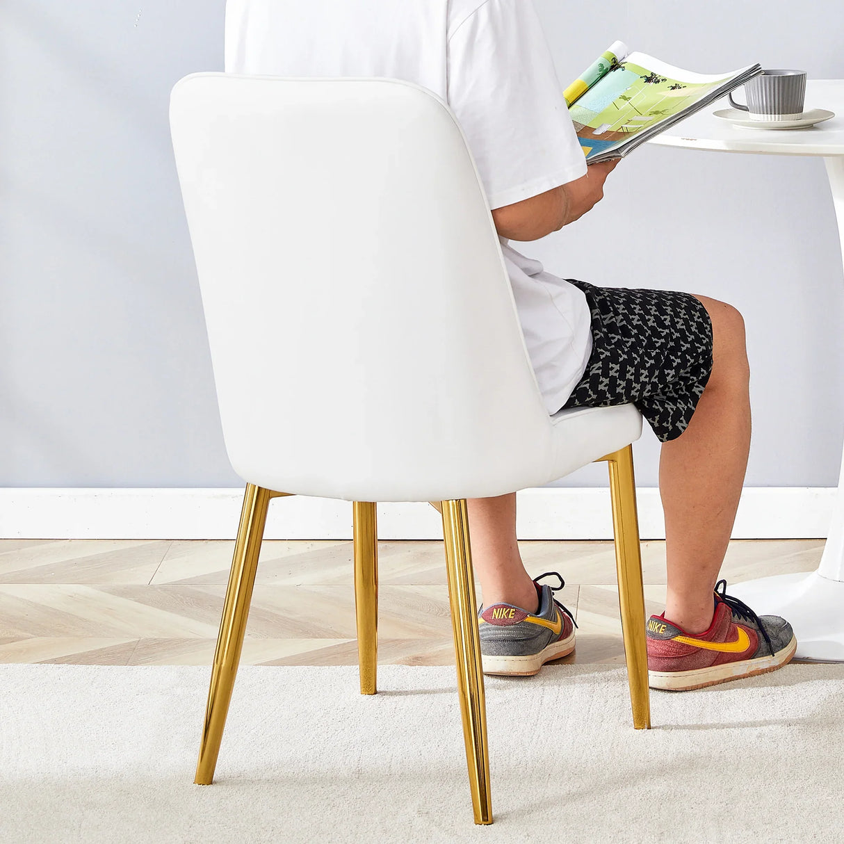 4 Modern Dining Chairs - White - Furniture Home Direct