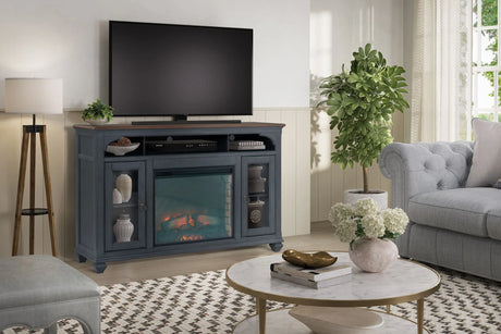 Americana - 66 In Fireplace TV Stand For TVs Up To 80" - Blue - Furniture Home Direct