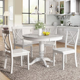 5 Pieces Dining Table And Chairs Set For 4 Persons, Kitchen Room Solid Wood Table With 4 Chairs - Furniture Home Direct