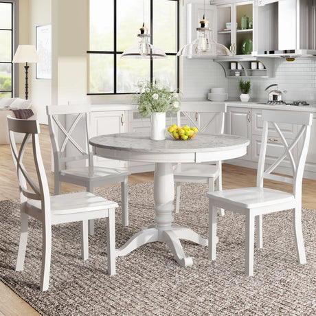 5 Pieces Dining Table And Chairs Set For 4 Persons, Kitchen Room Solid Wood Table With 4 Chairs - Furniture Home Direct