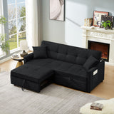 3 In 1 Convertible Sleeper Sofa Bed, Reclining Backrest, Pillows, Pockets - Furniture Home Direct