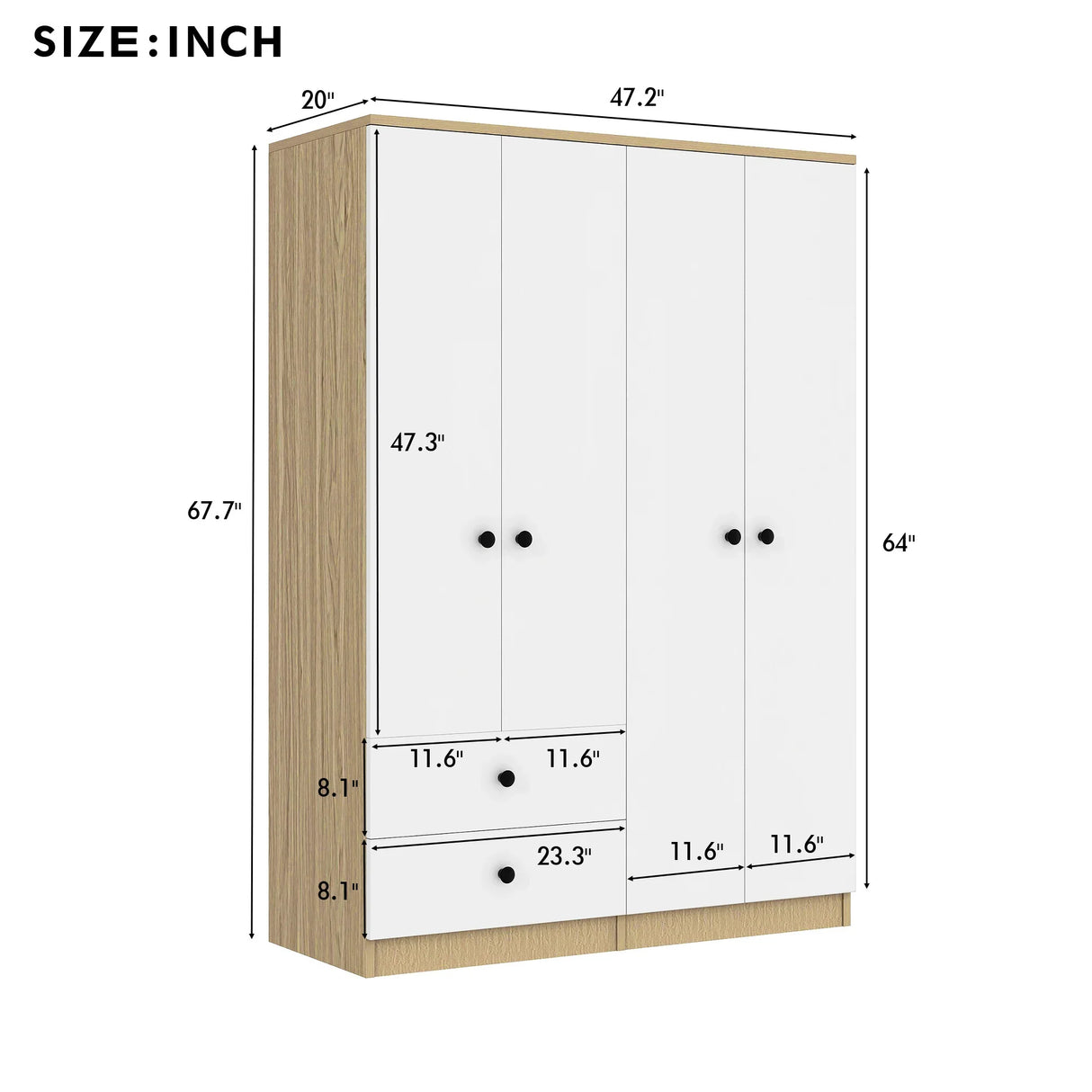 Wardrobe With Drawers And Hanging Rod Solid Wood White - Furniture Home Direct