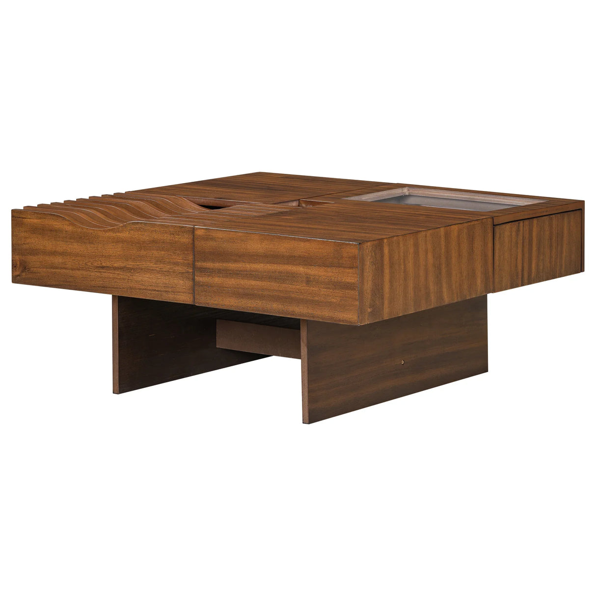 Coffee Table With Storage Drawers And Glass Top Brown - Furniture Home Direct