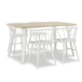 Roundhill - 5 Piece Dining Set, Dining Table With 4 Windsor Chairs - Brown / Antique White - Furniture Home Direct