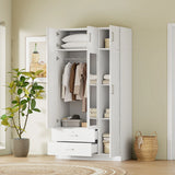 Modern 3 Door Mirror Wardrobe With 2 Drawers And Top Cabinet - Furniture Home Direct