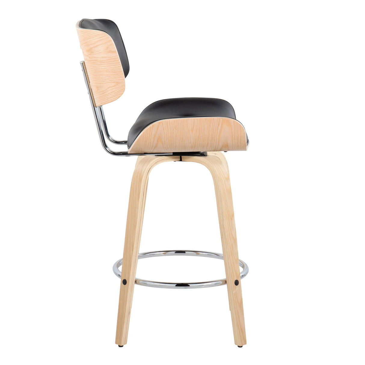 Lombardi - Mid Century Modern Fixed Height Counter Stool With Swivel With Round Footrest (Set of 2) - Furniture Home Direct