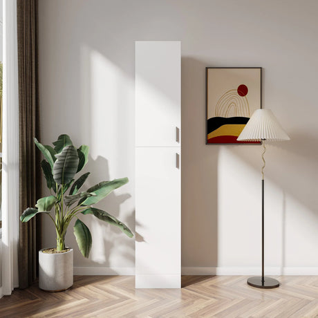 Freestanding Cabinet With Inadjustable Shelves And Two Doors For Kitchen, Dining Room - White - Furniture Home Direct