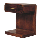 T Bar Rounded Bedside Table - Dark Brown - Furniture Home Direct