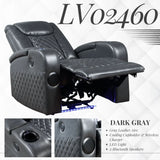 Alair - Leather Aire Power Motion Recliner With Bluetooth, Wireless Charger Cupholder - Dark Gray - Furniture Home Direct