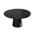 Modern Artificial Stone Round Carbon Steel Base Dining Table, Can Accommodate 6 People - Black / Gold - Furniture Home Direct