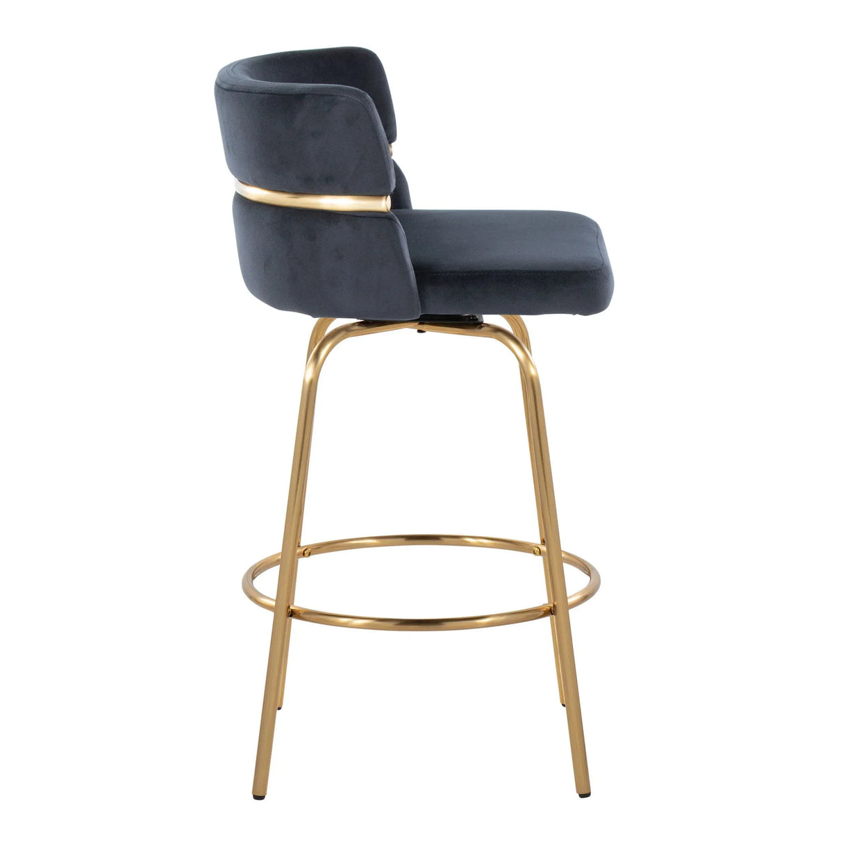 Cinch - Glam / Art Deco Fixed Height Counter Stool With Swivel With Round Footrest (Set of 2) - Furniture Home Direct