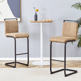 Modern Tech Fabric Bar Stool (Set of 2) With Metal Legs 42.5" Tall For Home Bar & Restaurant - Black / Brown - Furniture Home Direct