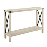 Farmhouse Metal X Table With Lower Shelf - Furniture Home Direct