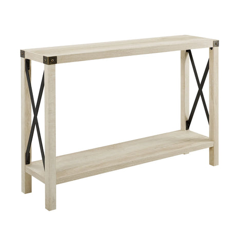 Farmhouse Metal X Table With Lower Shelf - Furniture Home Direct
